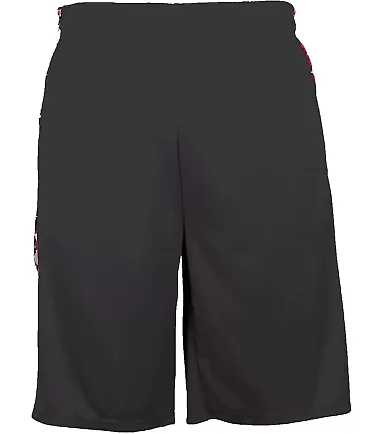 Badger Sportswear 4189 Digital Camo Panel Short Black/ Red front view