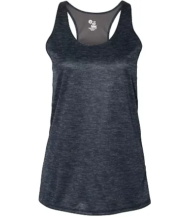 Badger Sportswear 4161 Tonal Blend Racerback Tank Navy Tonal Blend front view