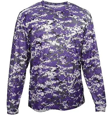 Badger Sportswear 4184 Digital Camo Long Sleeve T- Purple Digital front view