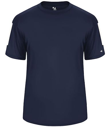 Badger Sportswear 2126 Sideline Youth Short Sleeve Navy/ White front view