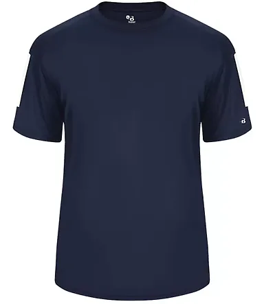 Badger Sportswear 2126 Sideline Youth Short Sleeve in Navy/ white front view