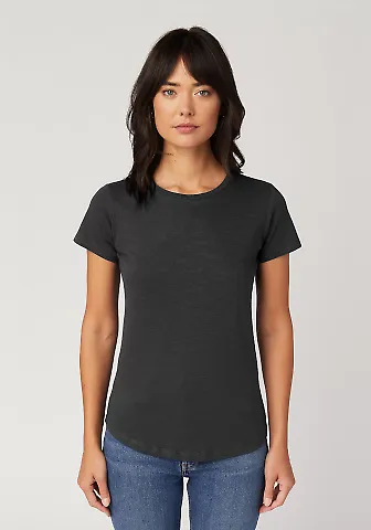 Cotton Heritage W1218 Slubby Scallop Bottom Tee Charcoal Heather front view