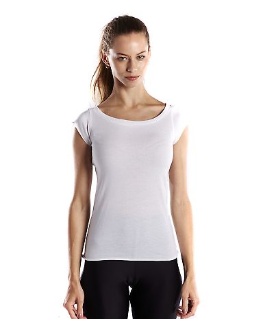 US180 US Blanks Ladies Cap Sleeve Jersey T-Shirt WHITE front view