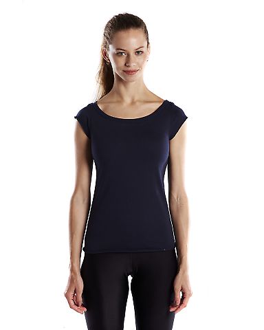 US180 US Blanks Ladies Cap Sleeve Jersey T-Shirt NAVY BLUE front view