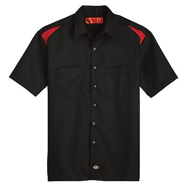Dickies Workwear LS605 Men's 4.6 oz. Performance T BLACK/ ENG RED front view