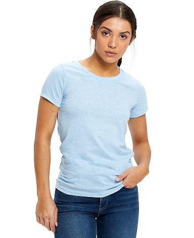 US Blanks 0222 Ladies Triblend T-Shirt in Tri light blue front view