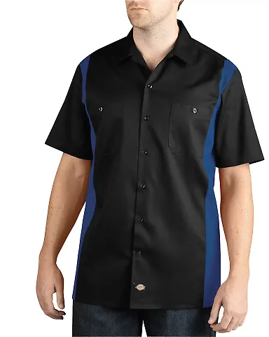 Dickies Workwear WS508 Men's Two-Tone Short-Sleeve BLACK/ ROYAL front view