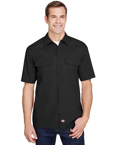 Dickies Workwear WS675 Men's FLEX Relaxed Fit Shor BLACK front view