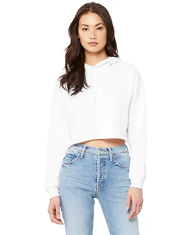 Bella + Canvas 7502 Women's Cropped Fleece Hoodie in White front view