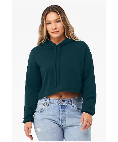 Bella + Canvas 7502 Women's Cropped Fleece Hoodie in Atlantic front view