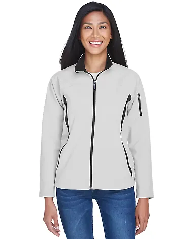 North End 78034 Ladies' Three-Layer Fleece Bonded  NATURAL STONE front view