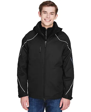 North End 88196 Men's Angle 3-in-1 Jacket with Bon BLACK front view