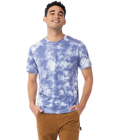 AA1070 Alternative Apparel Basic T-shirt in Blue tie dye front view