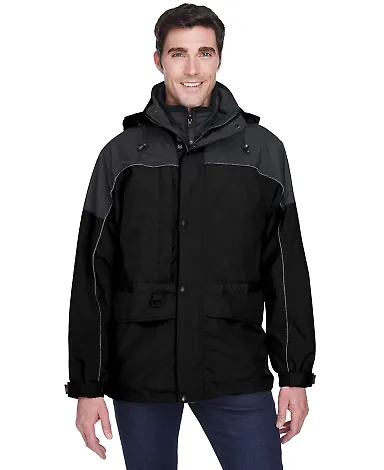 North End 88006 Adult 3-in-1 Two-Tone Parka BLACK front view