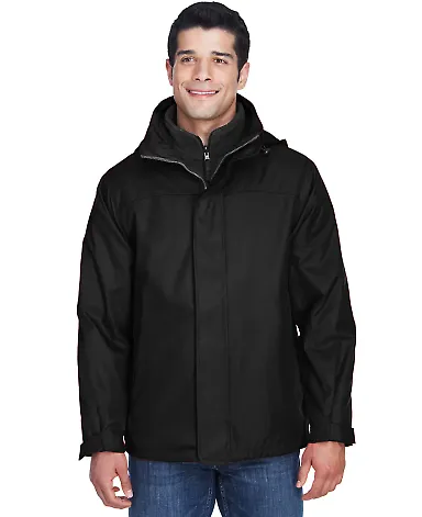 North End 88130 Adult 3-in-1 Jacket BLACK front view