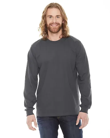Unisex Fine Jersey USA Made Long-Sleeve T-Shirt ASPHALT front view