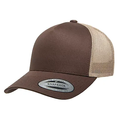 Yupoong-Flex Fit 6506 Retro Snapback Trucker Cap in Brown/ khaki front view