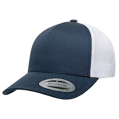 Yupoong-Flex Fit 6506 Retro Snapback Trucker Cap in Navy/ white front view