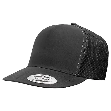 Yupoong-Flex Fit 6006 Five-Panel Classic Trucker C in Charcoal/ black front view