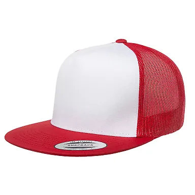 Yupoong-Flex Fit 6006 Five-Panel Classic Trucker C in Red/ white/ red front view