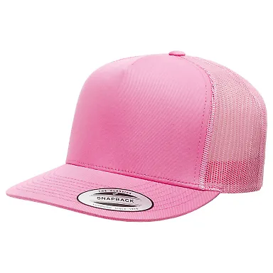 Yupoong 6006 Five-Panel Classic Trucker Cap  PINK front view