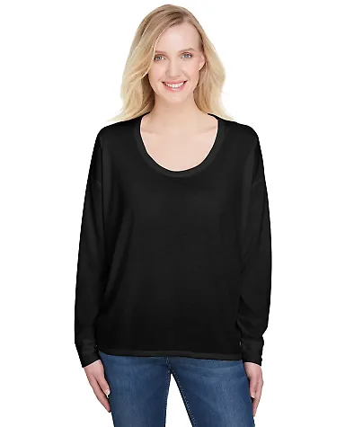 Anvil 34PVL Women's Freedom Long Sleeve T-Shirt in Black front view