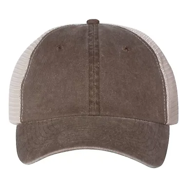 Sportsman SP510 Pigment Dyed Trucker Cap Brown/ Stone front view