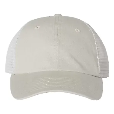 Sportsman SP510 Pigment Dyed Trucker Cap Stone/ Stone front view