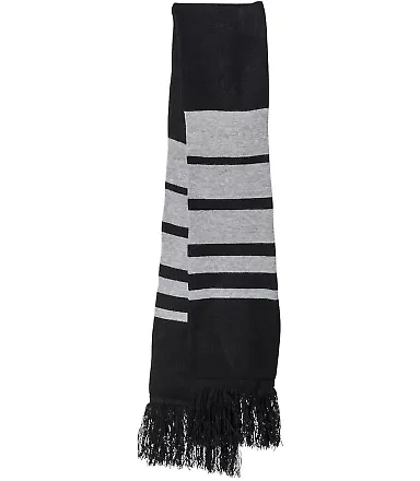 Sportsman SP07 Soccer Scarf Black/ Heather Grey front view