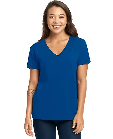 Next Level Apparel 3940 Ladies' Relaxed V-Neck T-S ROYAL front view