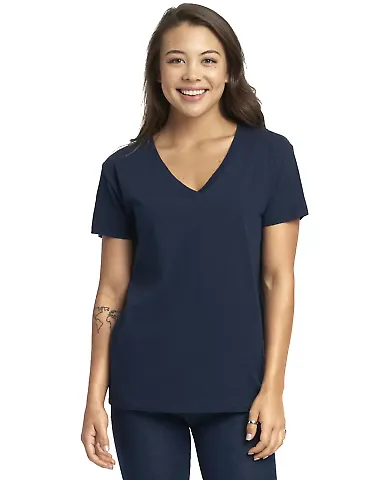 Next Level Apparel 3940 Ladies' Relaxed V-Neck T-S MIDNIGHT NAVY front view