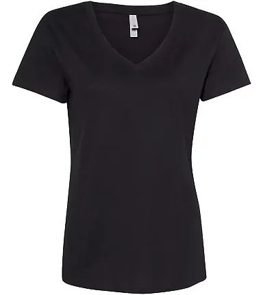 Next Level Apparel 3940 Ladies' Relaxed V-Neck T-S BLACK front view
