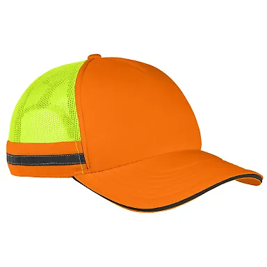 Big Accessories BA661 Safety Trucker Cap NEON ORNG/NE YLW front view