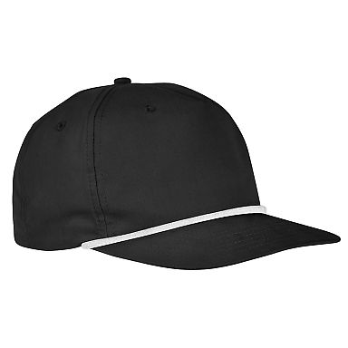 Big Accessories BA671 5-Panel Golf Cap in Black/ white front view