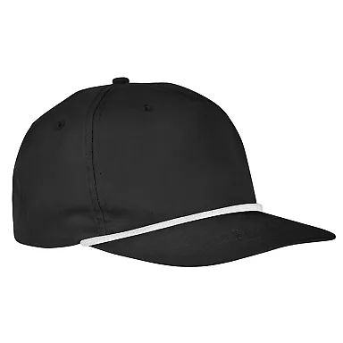 Big Accessories BA671 5-Panel Golf Cap in Black/ white front view