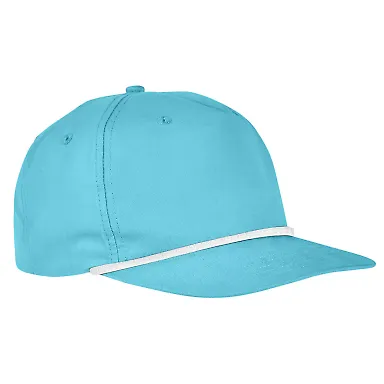Big Accessories BA671 5-Panel Golf Cap in Turquoise/ white front view