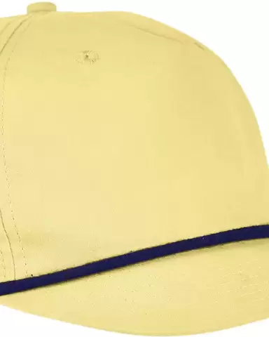 Big Accessories BA671 5-Panel Golf Cap in Yellow/ navy front view