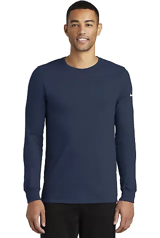 Nike BQ5230  Dri-FIT Cotton/Poly Long Sleeve Perfo College Navy front view