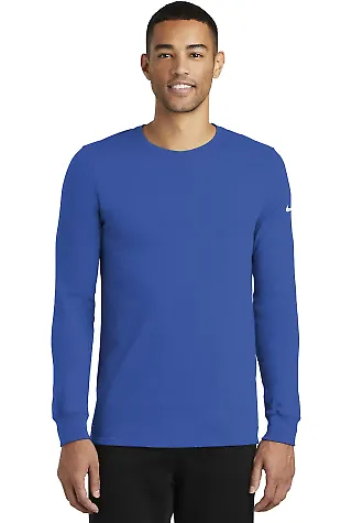 Nike BQ5230  Dri-FIT Cotton/Poly Long Sleeve Perfo Rush Blue front view