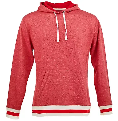 J America 8701 Peppered Fleece Lapover Hooded Pull Red Pepper front view