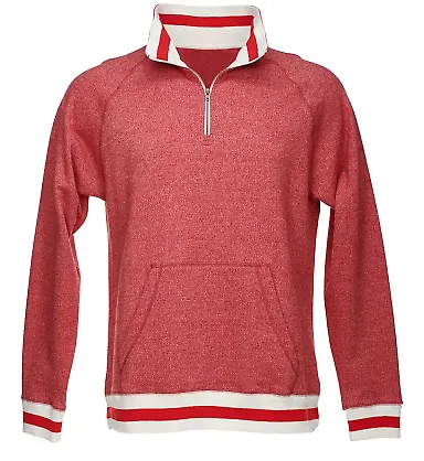 J America 8703 Peppered Fleece 1/4 Zip Pullover Red Pepper front view