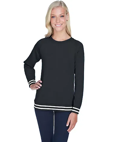 J America 8652 Relay Women's Crewneck Sweatshirt in Black front view