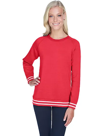 J America 8652 Relay Women's Crewneck Sweatshirt in Red front view