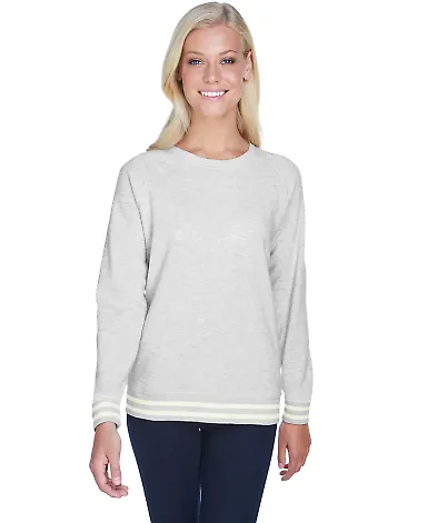 J America 8652 Relay Women's Crewneck Sweatshirt in Ash front view