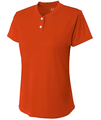 A4 Apparel NG3143 Girl's Tek 2-Button Henley Shirt ATHLETIC ORANGE front view