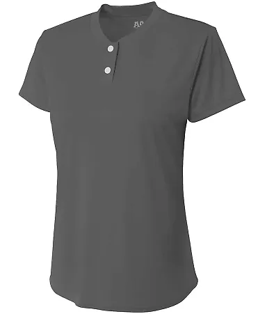A4 Apparel NG3143 Girl's Tek 2-Button Henley Shirt GRAPHITE front view