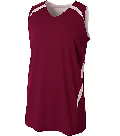 A4 Apparel N2372 Adult Performance Double/Double R MAROON WHITE front view