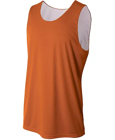 A4 Apparel N2375 Adult Performance Jump Reversible ORANGE/ WHITE front view