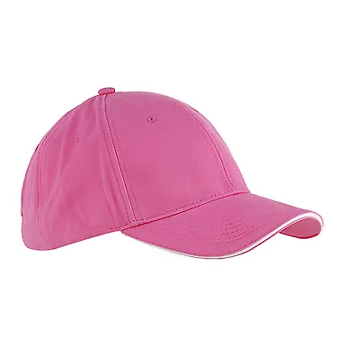 BX004 Big Accessories 6-Panel Twill Sandwich Baseb PINK/ WHITE front view