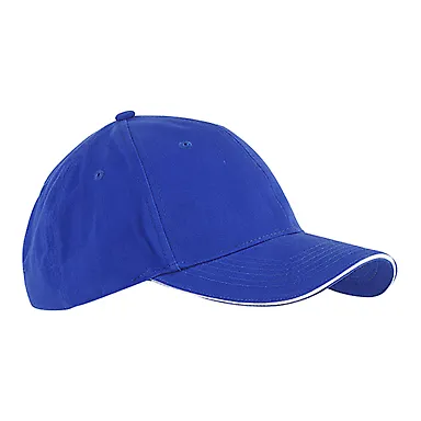 BX004 Big Accessories 6-Panel Twill Sandwich Baseb ROYAL/ WHITE front view